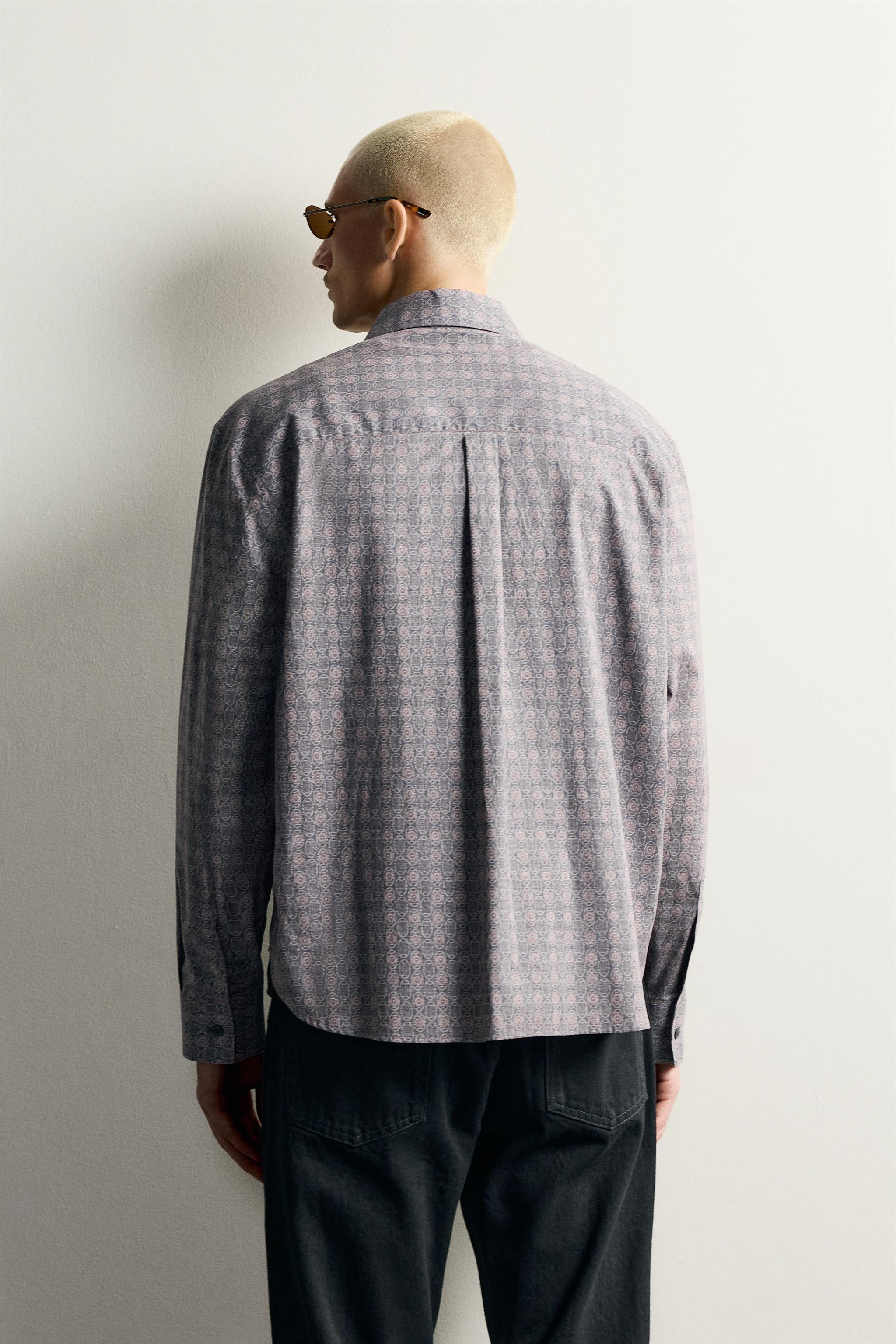 CHEMISE À IMPRIMÉ GÉOMÉTRIQUE EFFET ENVERS
